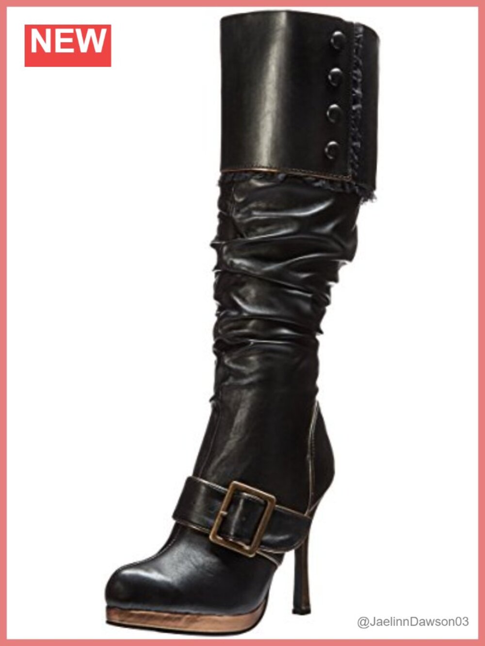 Pirate Costume Boot Faux Fur Mid-Calf Zip Block Heel